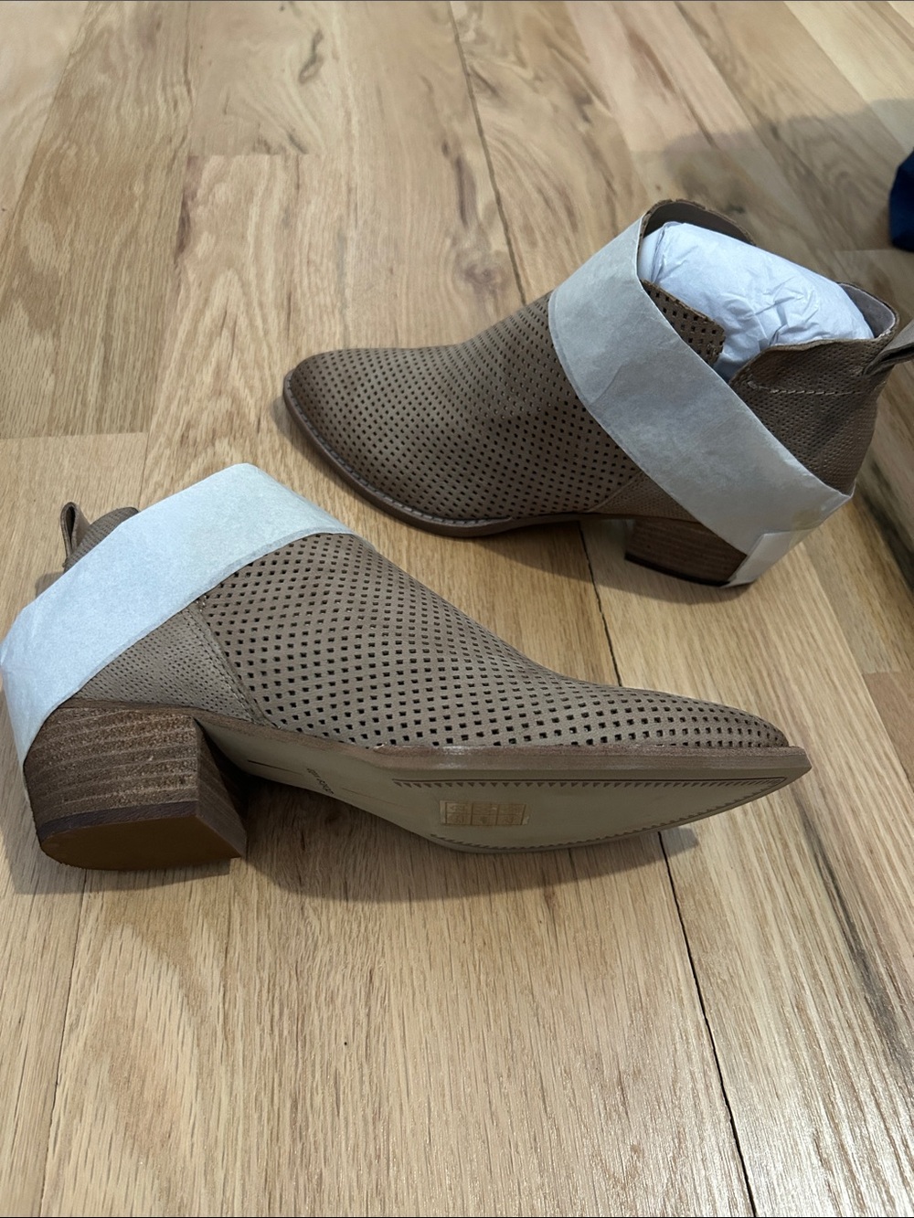 Dolce Vita Taupe Perforated Suede Ankle Booties